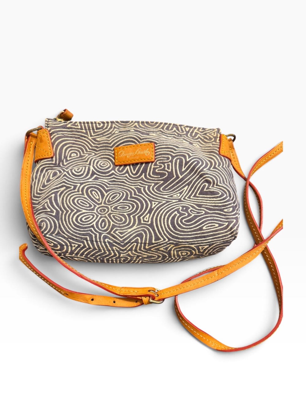 Dooney & Bourke mini crossbody purse pouchette navy and white